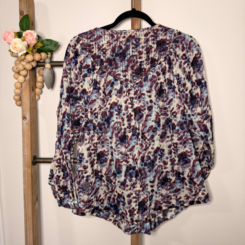 Beachlunchlounge Long Sleeve Button Up Blouse Abstract Print Size X Small - Picture 6 of 10